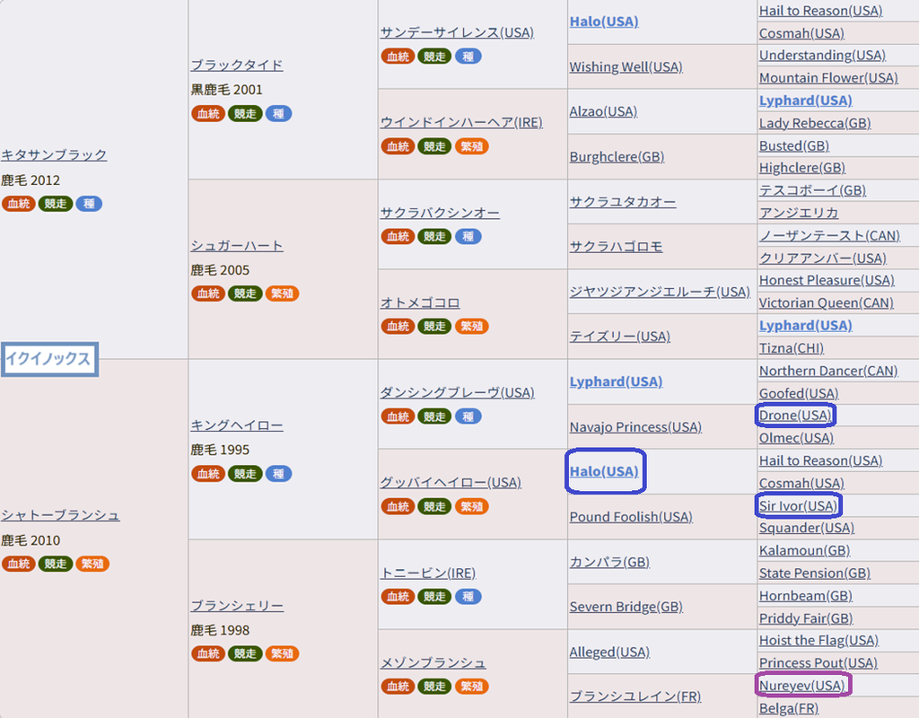 イクイノックス血統表