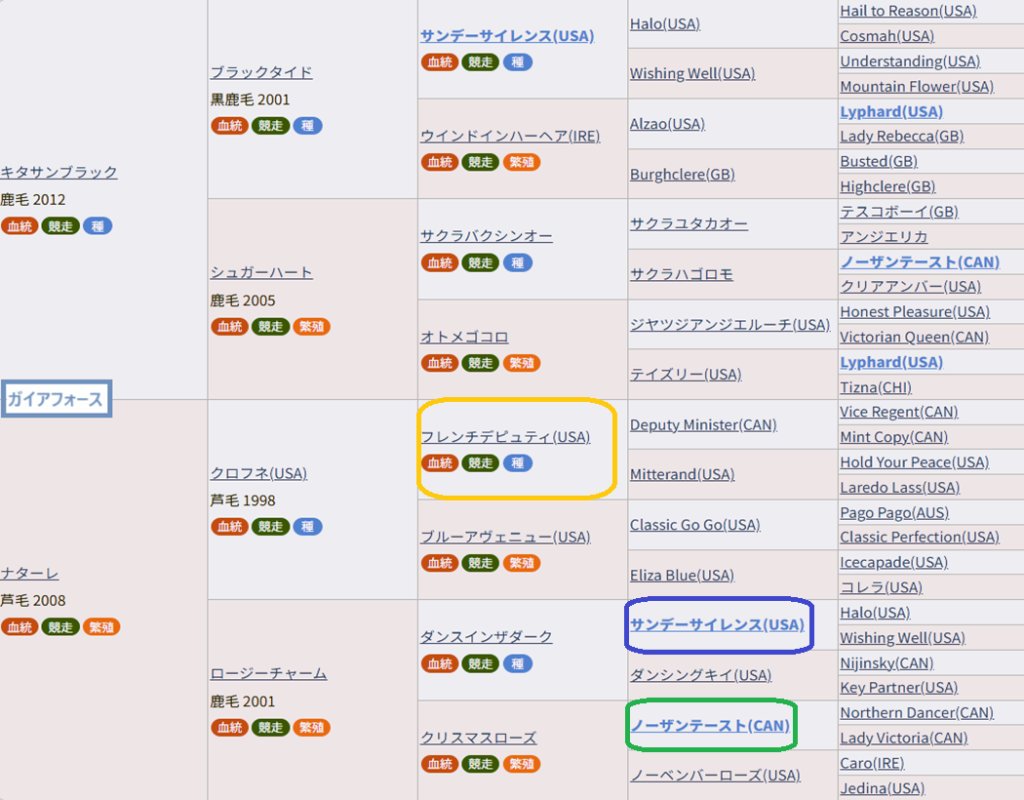 ガイアフォース血統表
